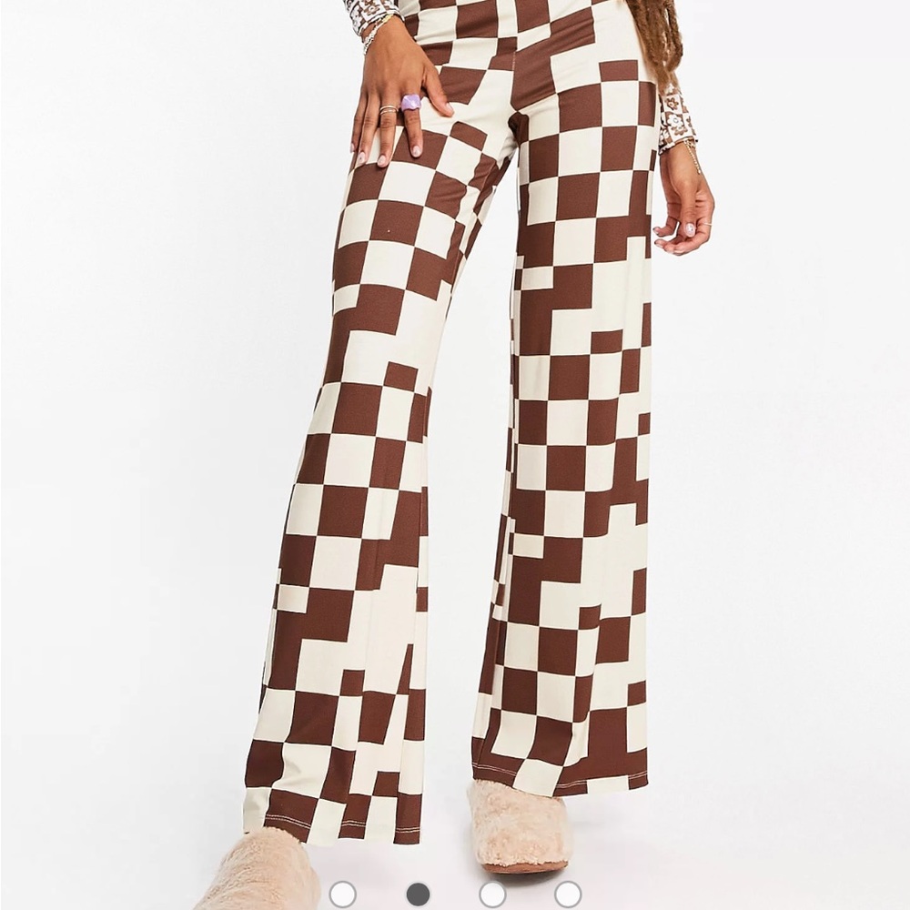 Plus size ASOS distorted dad pant in checkerboard print